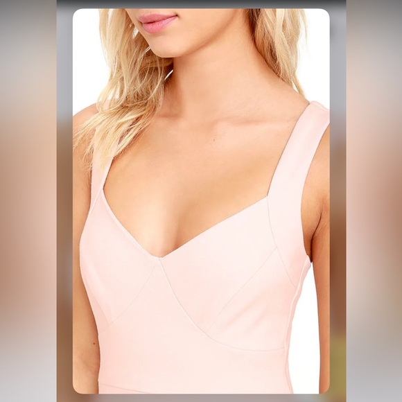 Lulu’s Uptown Twirl Blush Pink Midi Dress - Picture 4 of 7